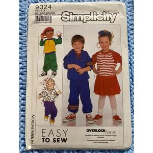Simplicity sewing pattern  9324 kids top pants skirt
